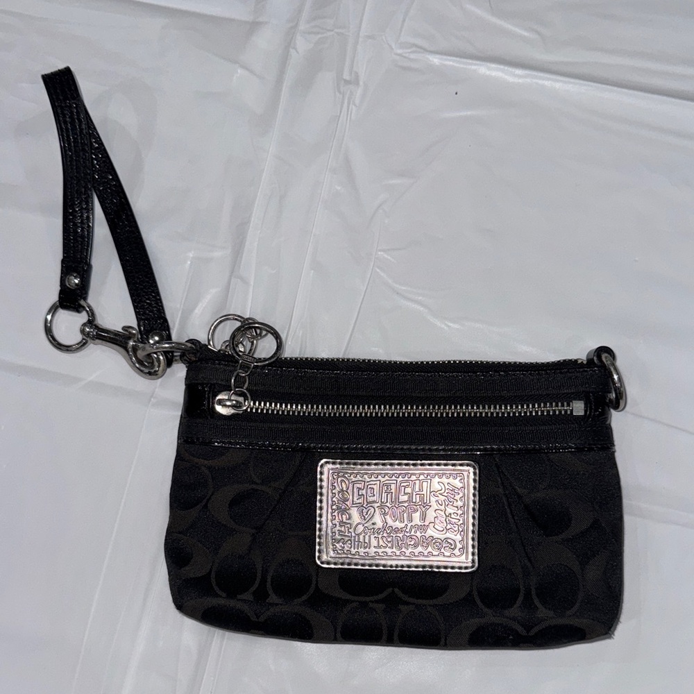 Coach Black and Silver Wristlet